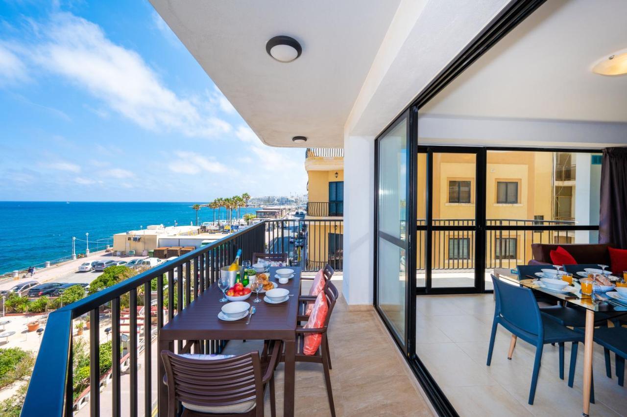 Islet Promenade Seafront Apartment With Large Corner Terrace By Getawaysmalta San Pawl il-Baħar Eksteriør billede
